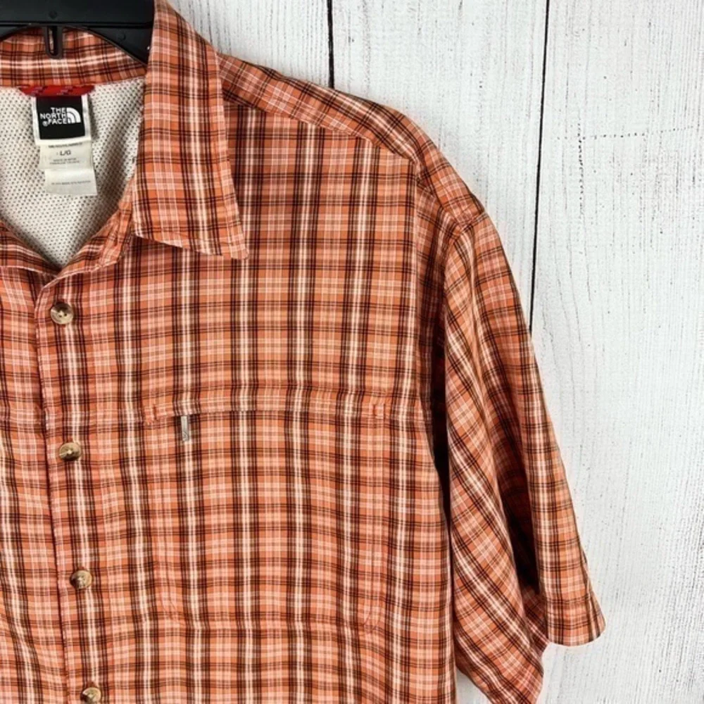 The North Face Men's Plaid Fishing Shirt Sz Large Short‎ Sleeve Ventilated
